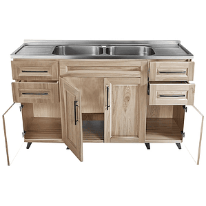 Kit Mueble + Lavaplatos Doble W (Color Madera) / 150x90x50cm