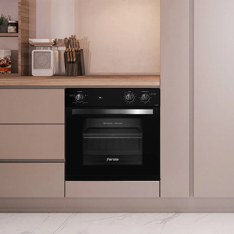 HORNO EMPOTRABLE ELÉCTRICO FENSA 66L TIMER Y CAVIDAD ESMALTADA F 1060N A NEGRO 4