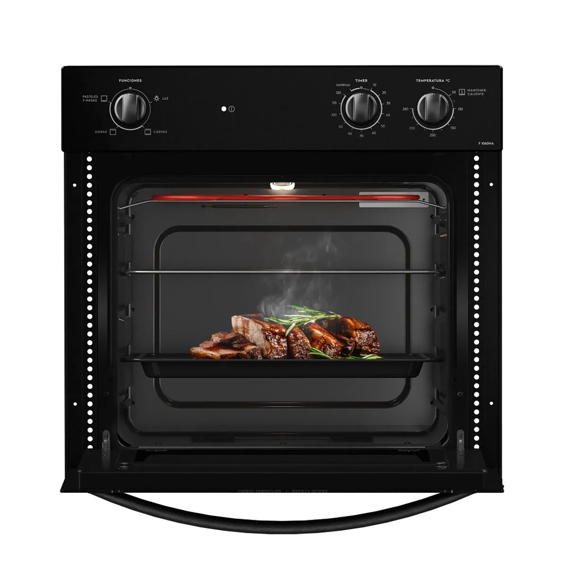HORNO EMPOTRABLE ELÉCTRICO FENSA 66L TIMER Y CAVIDAD ESMALTADA F 1060N A NEGRO 2