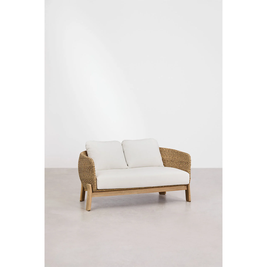 Sofá de Jardín 2 plazas en Madera de Acacia y Ratán sintético Leilan 3