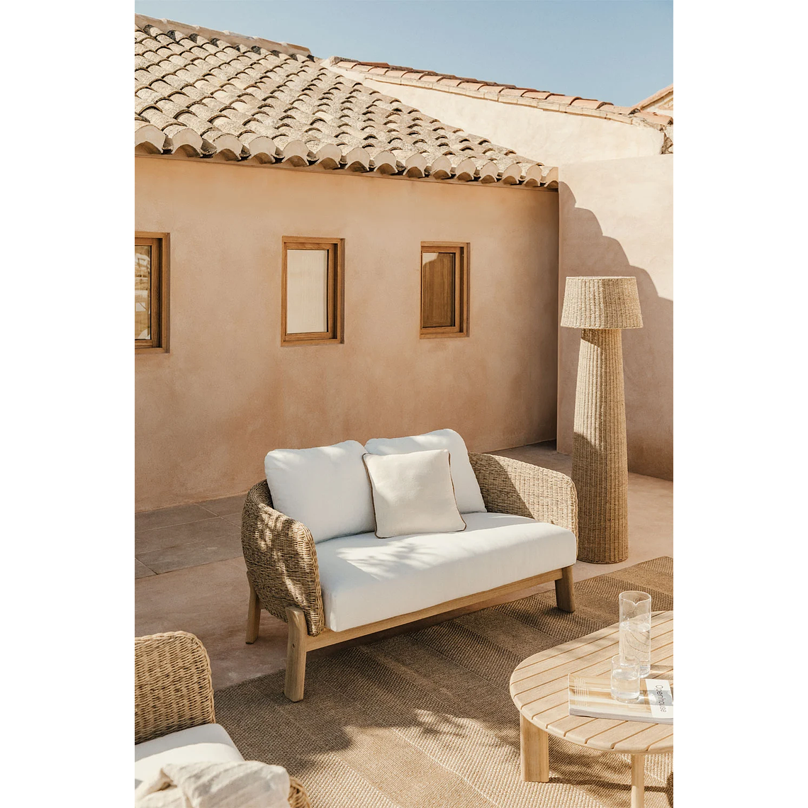 Sofá de Jardín 2 plazas en Madera de Acacia y Ratán sintético Leilan 1