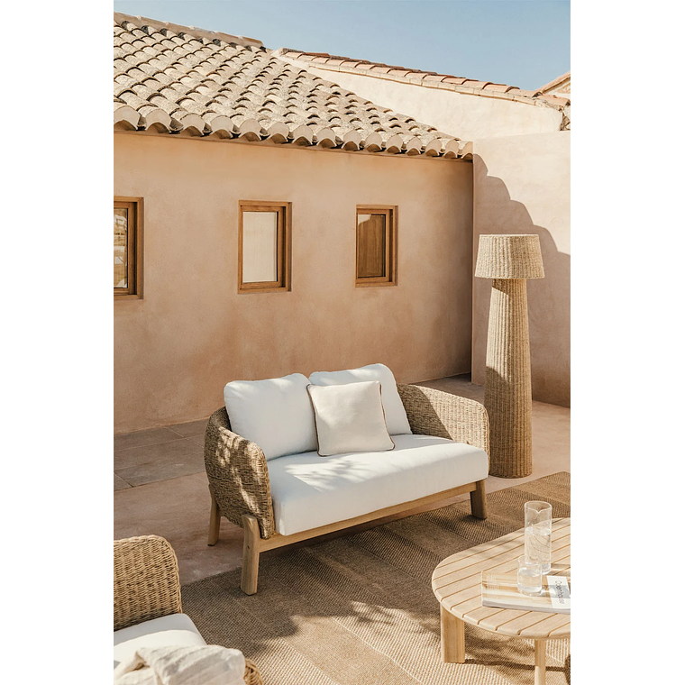 Sofá de Jardín 2 plazas en Madera de Acacia y Ratán sintético Leilan 1