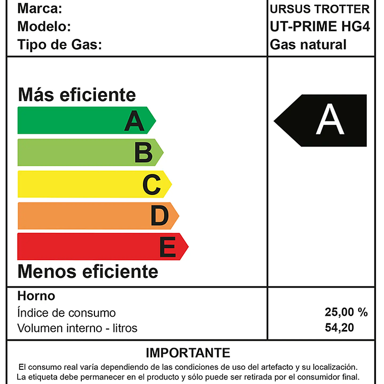 Horno Gas UT Prime HG4 / Gas Natural 4