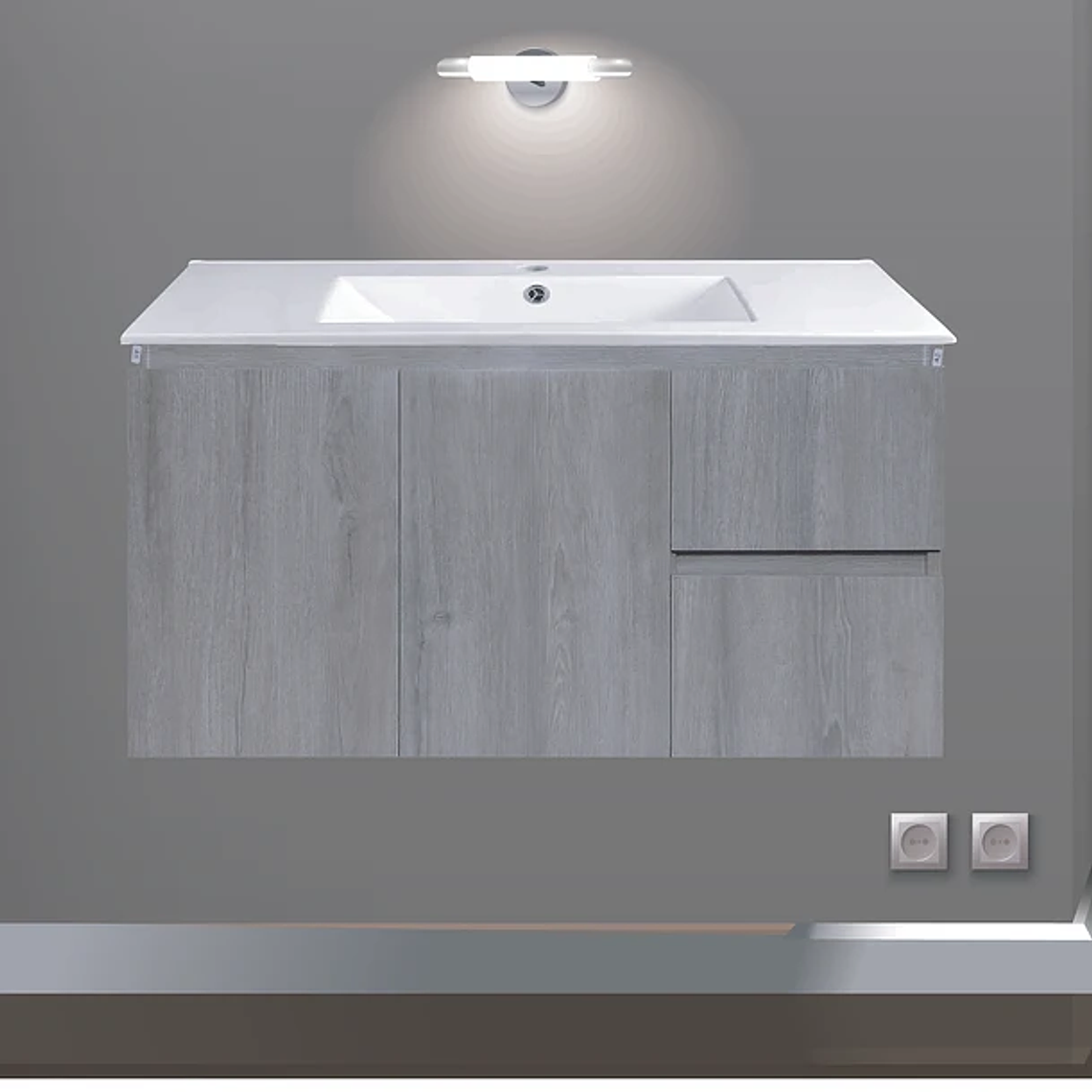 Kit Mueble Vanitorio a muro Space Nogal Claro 101x48x37cm 3