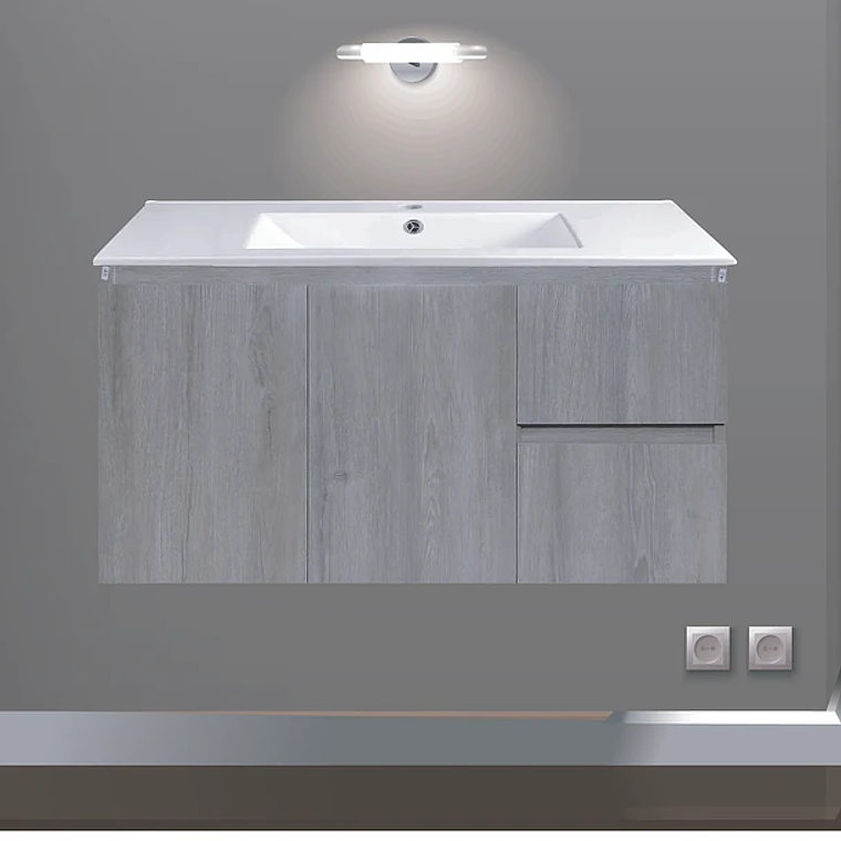 Kit Mueble Vanitorio a muro Space Nogal Claro 101x48x37cm 3