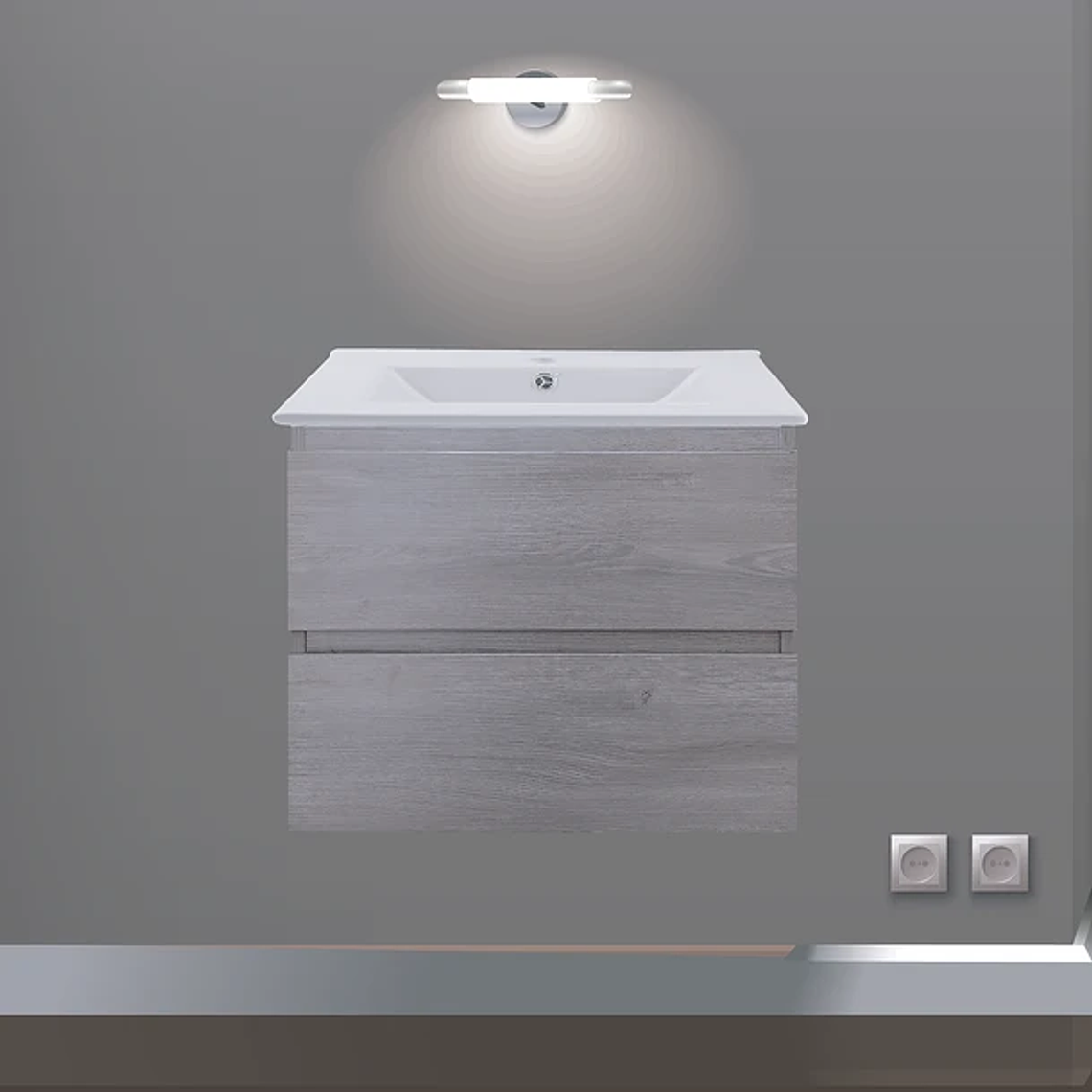 Kit Mueble Vanitorio a Muro Space Nogal Claro 61 cm 5