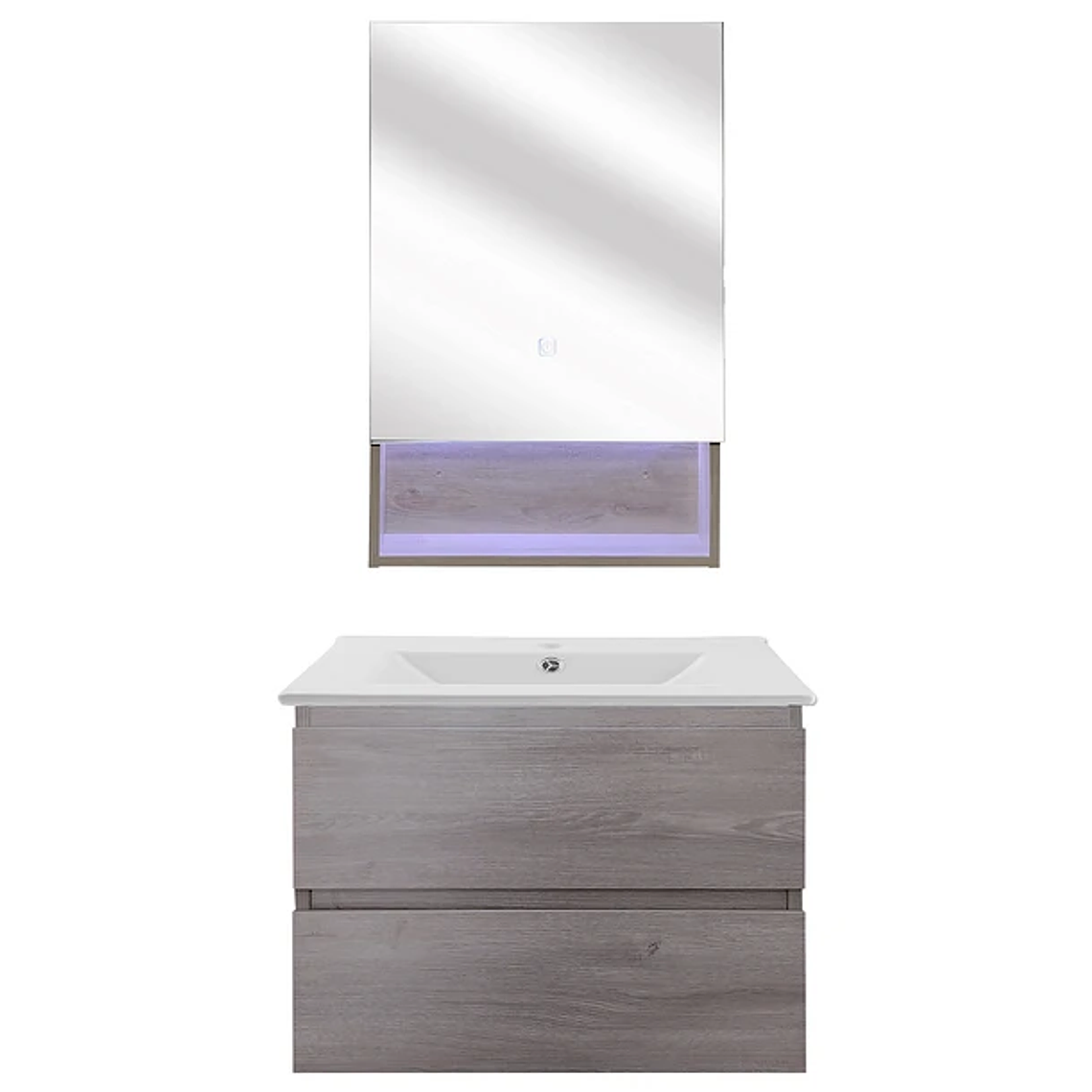 Kit Mueble Vanitorio a Muro con Botiquín Espejo Space Nogal Claro 60 cm 1