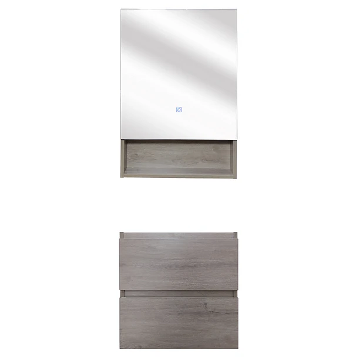 Kit Mueble Vanitorio a Muro con Botiquín Espejo Space Nogal Claro 50 cm 2