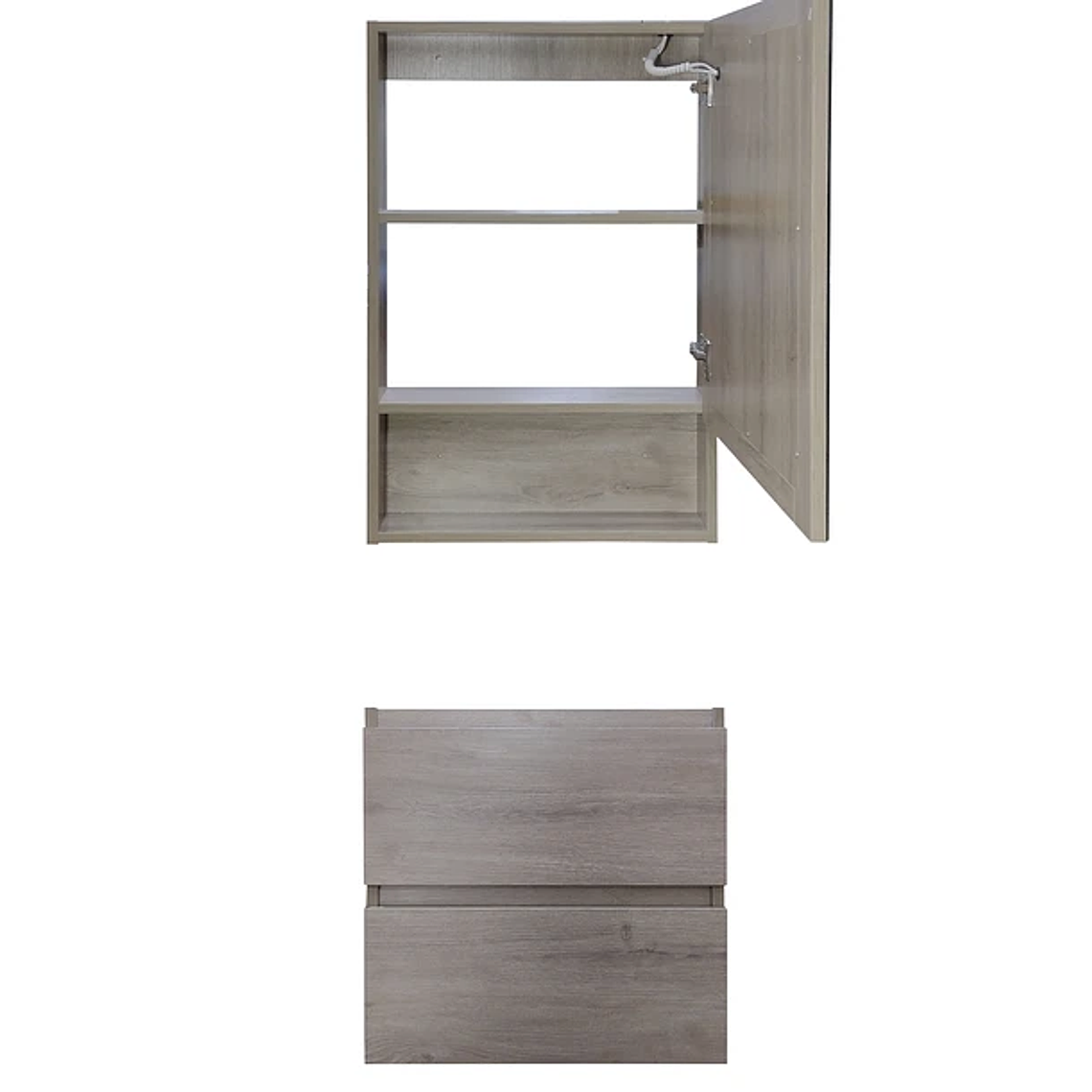 Kit Mueble Vanitorio a Muro con Botiquín Espejo Space Nogal Claro 50 cm 4