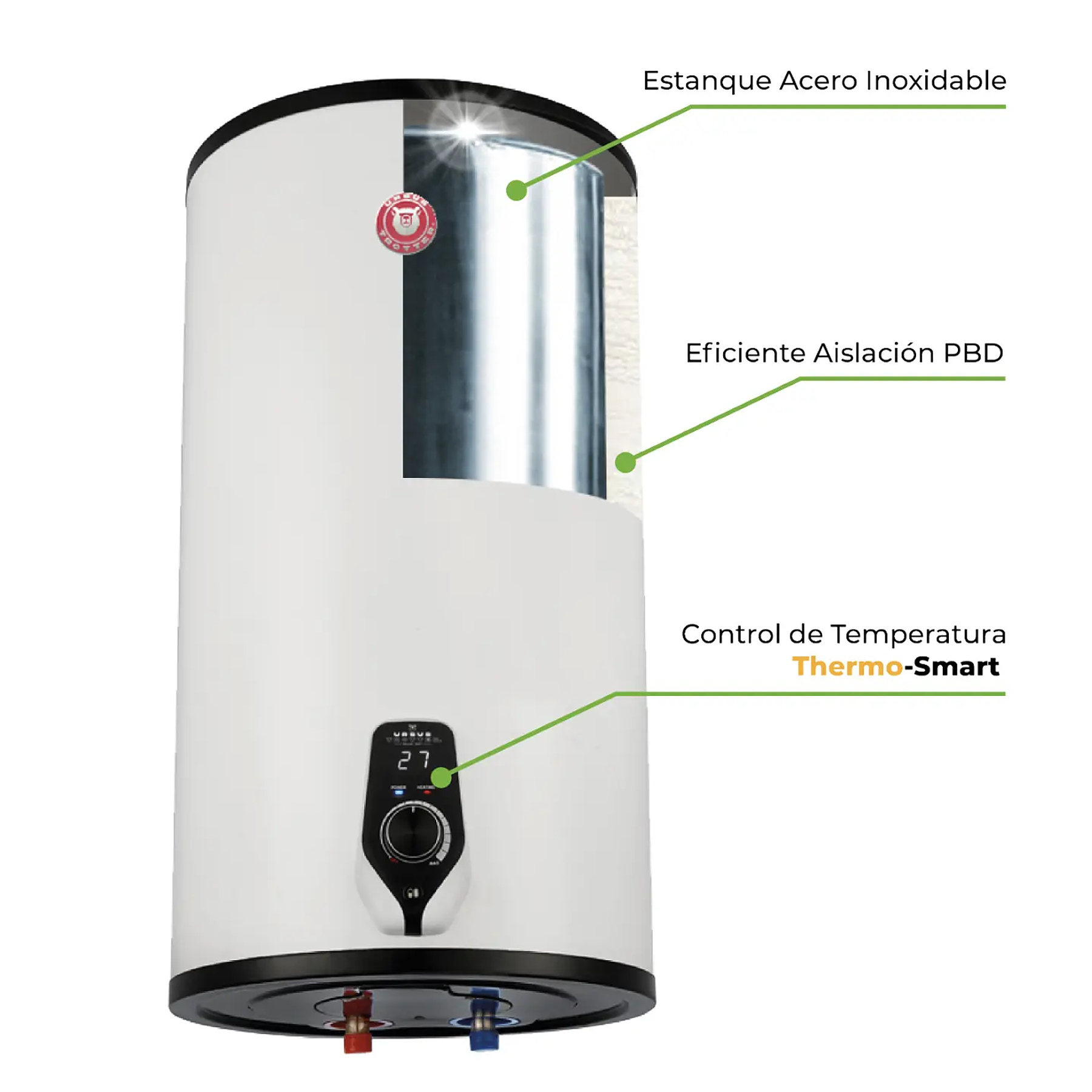 TERMO ELÉCTRICO ACERO INOXIDABLE URSUS TROTTER UT 120L 2KW - REGIONES