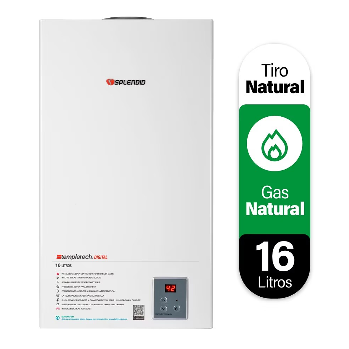 CALEFONT 16 LITROS GAS NATURAL TIRO NATURAL SPLENDID 1