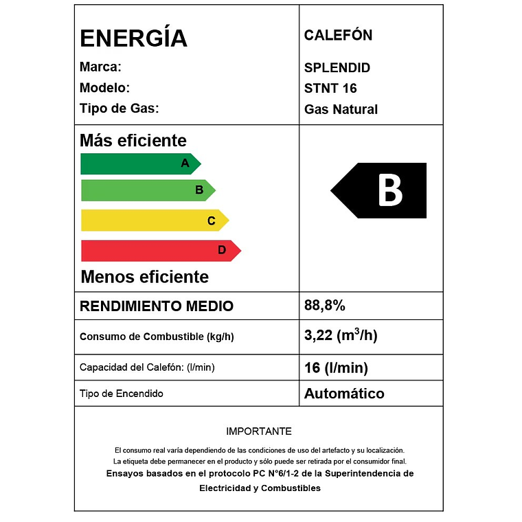 CALEFONT 16 LITROS GAS NATURAL TIRO NATURAL SPLENDID 4
