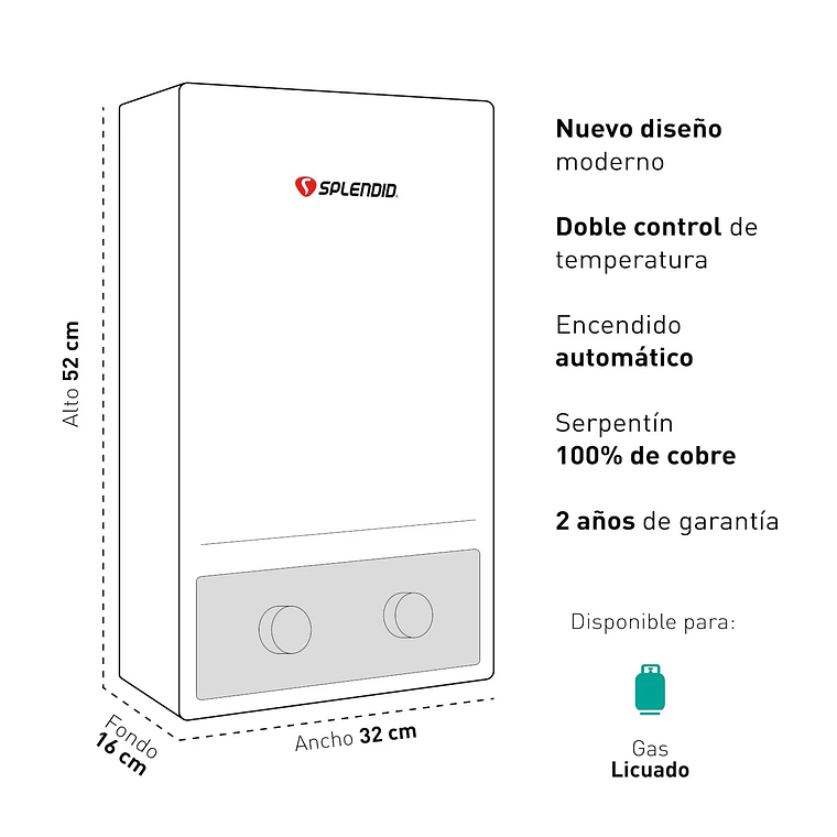 CALEFONT 7 LITROS GAS LICUADO TIRO NATURAL SPLENDID 3