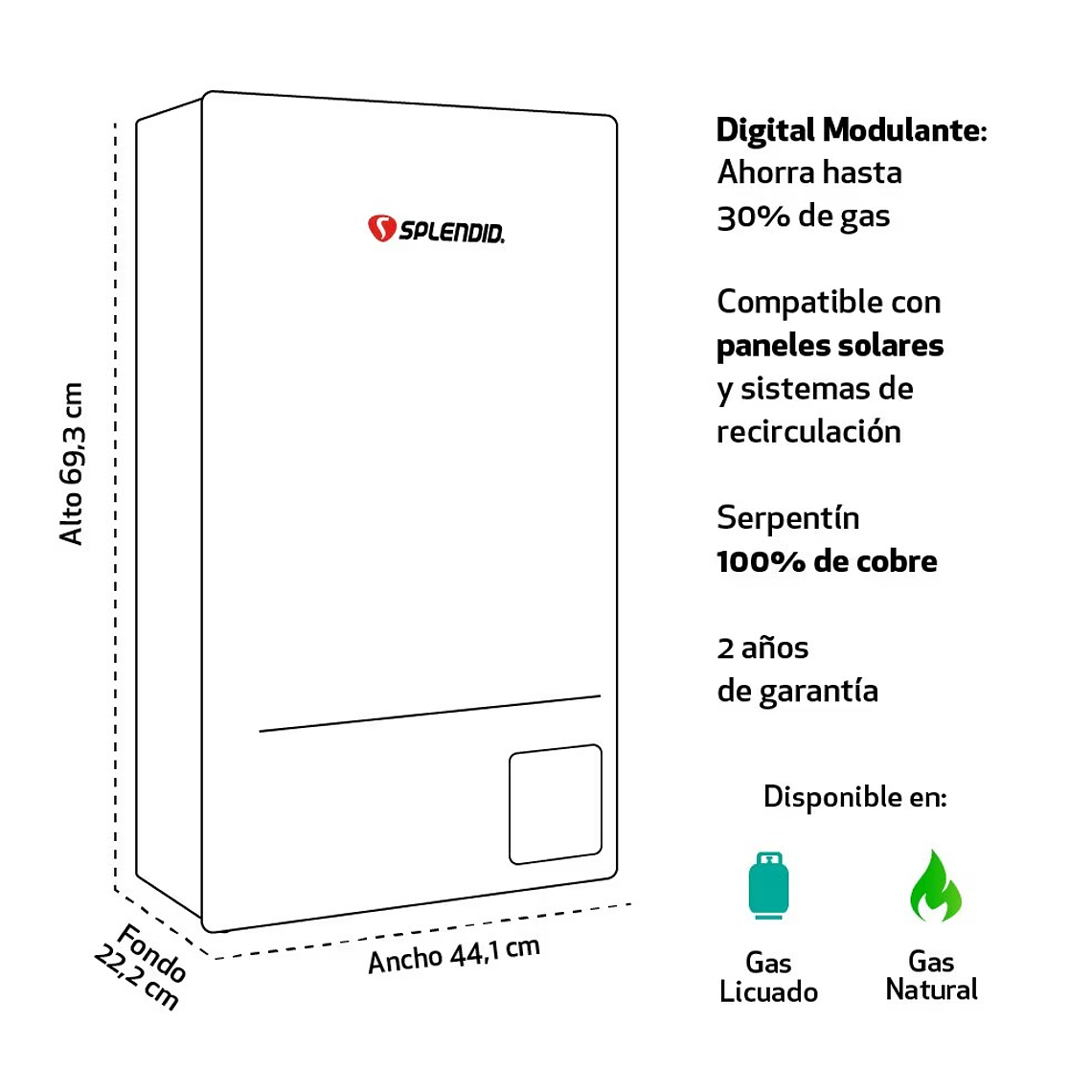 CALEFONT 16 LITROS GAS LICUADO TIRO NATURAL SPLENDID 4