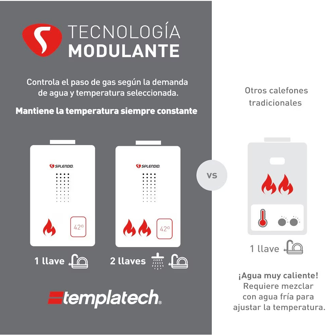 CALEFONT 16 LITROS GAS LICUADO TIRO NATURAL SPLENDID 5