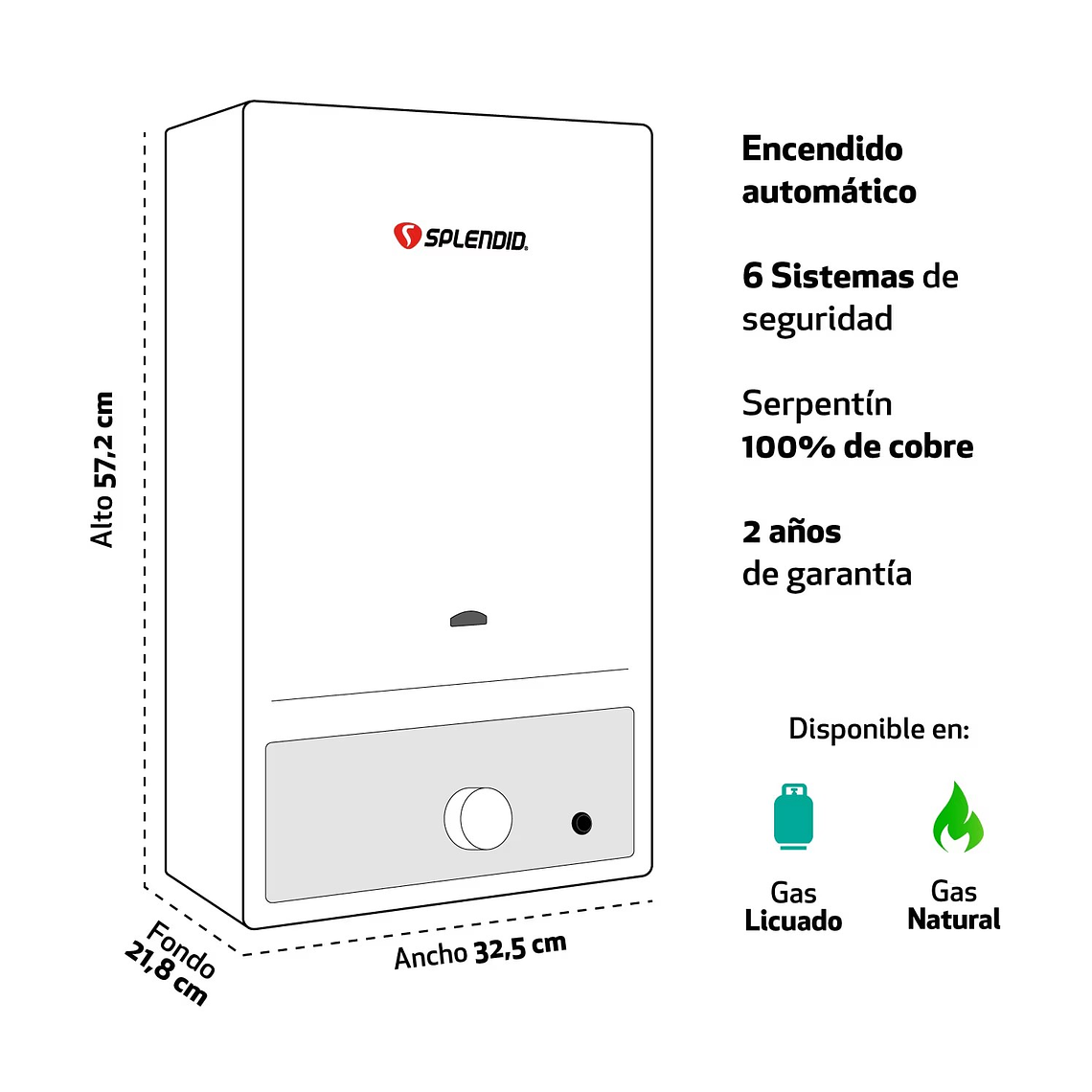 CALEFONT 10 LITROS GAS NATURAL TIRO NATURAL SPLENDID 3