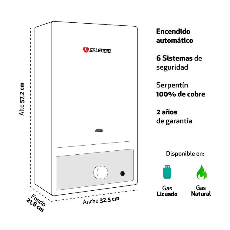 CALEFONT 10 LITROS GAS NATURAL TIRO NATURAL SPLENDID 3