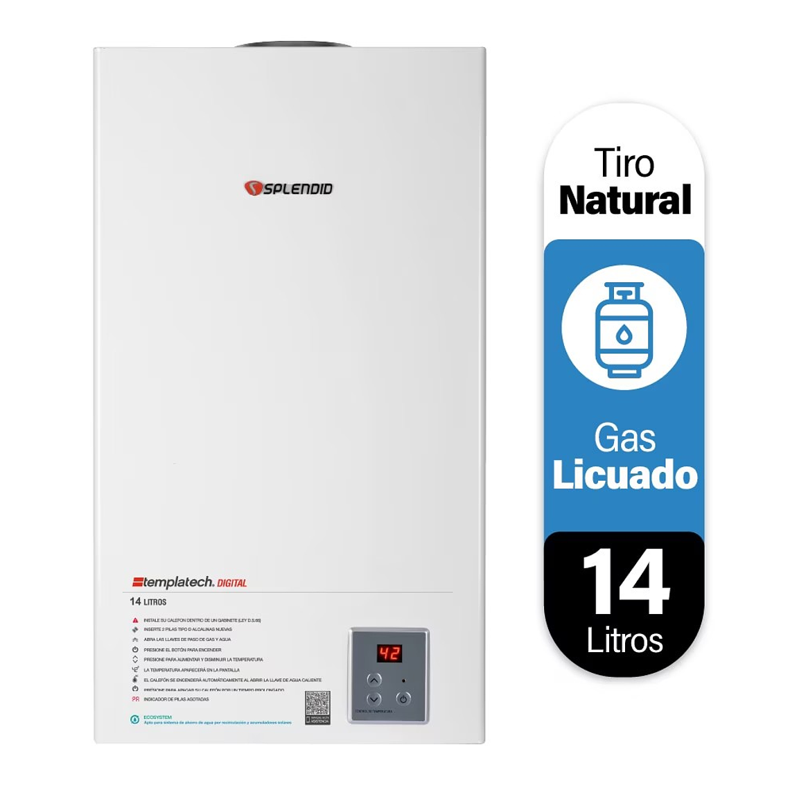 CALEFONT 14 LITROS GAS LICUADO TIRO NATURAL SPLENDID 1