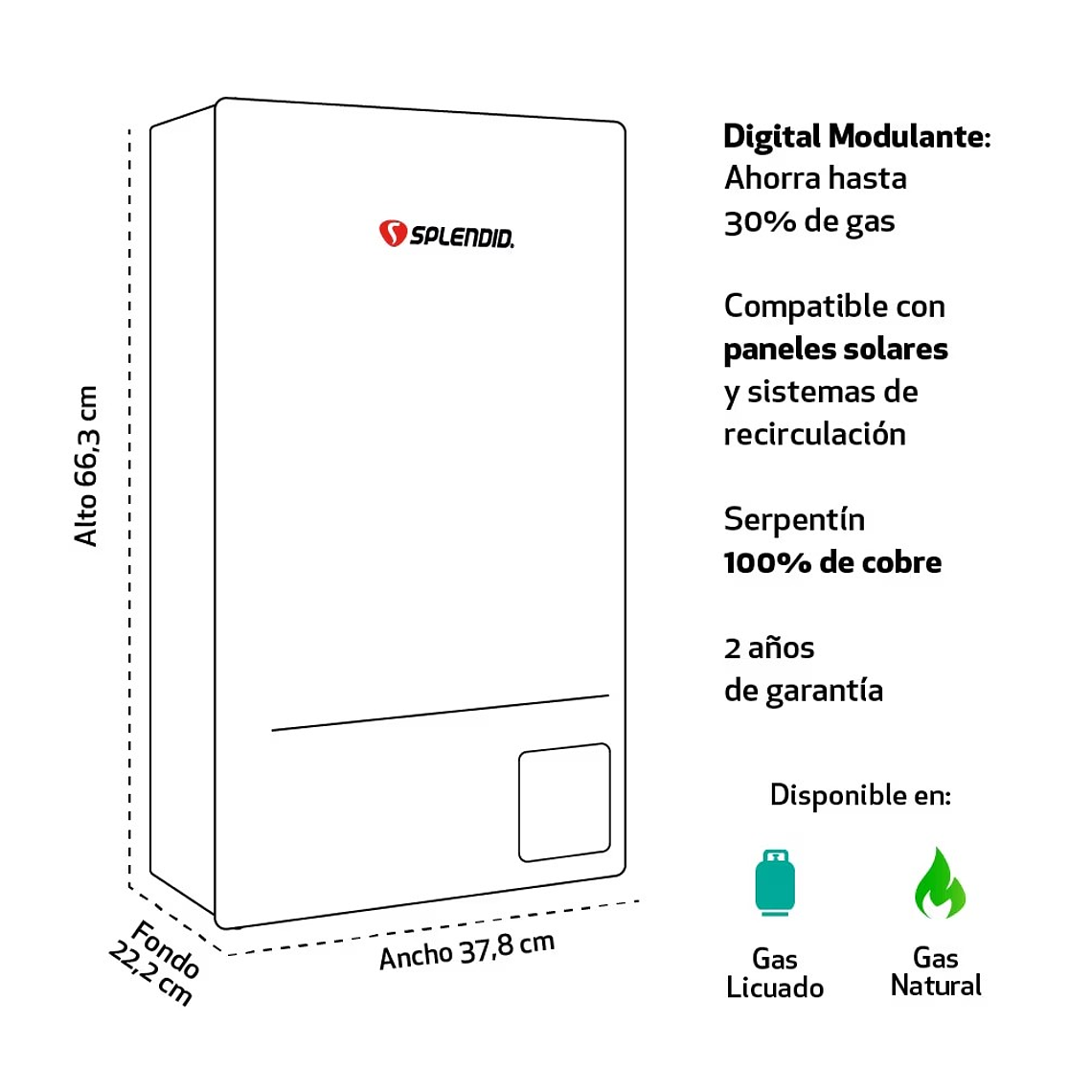 CALEFONT 14 LITROS GAS LICUADO TIRO NATURAL SPLENDID 3