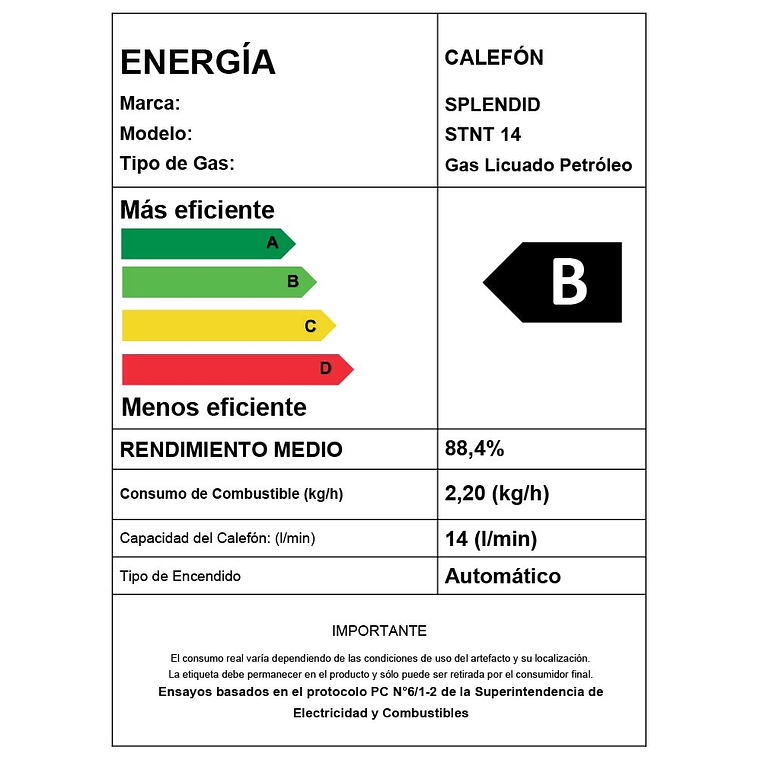 CALEFONT 14 LITROS GAS LICUADO TIRO NATURAL SPLENDID 4