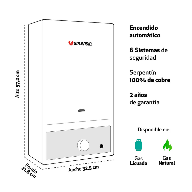 CALEFONT 11 LITROS GAS LICUADO TIRO NATURAL SPLENDID 3