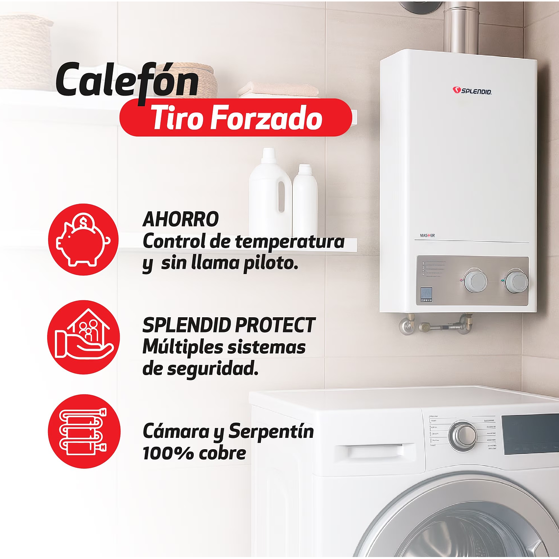 CALEFONT 10 LITROS GAS NATURAL TIRO FORZADO SPLENDID 6