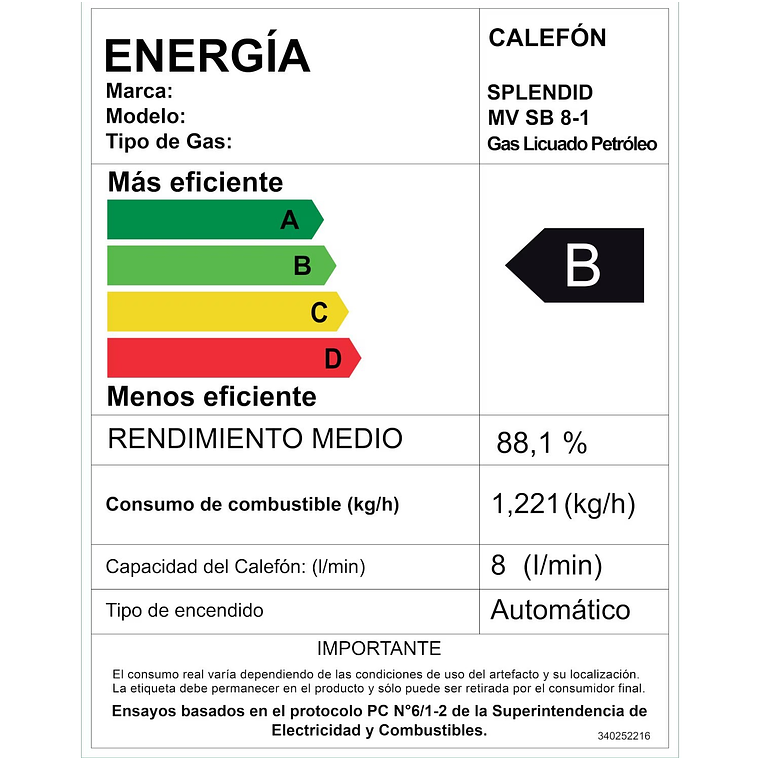 CALEFONT 10 LITROS GAS LICUADO CÁMARA ESTANCA SPLENDID 8