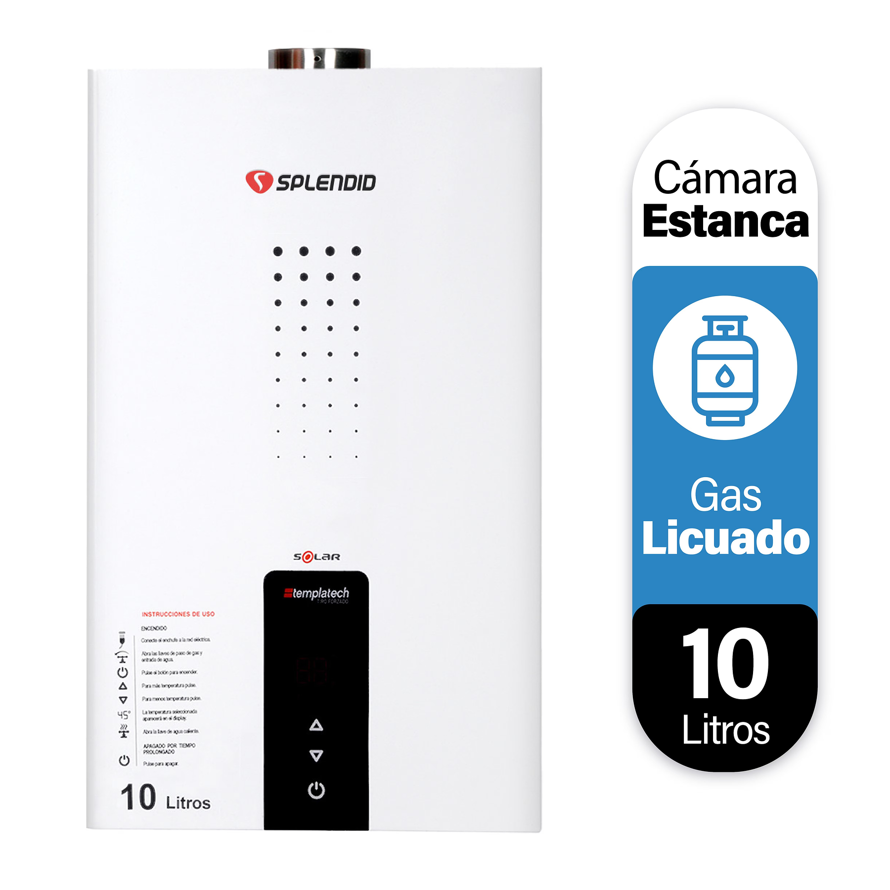 CALEFONT 10 LITROS GAS LICUADO CÁMARA ESTANCA SPLENDID