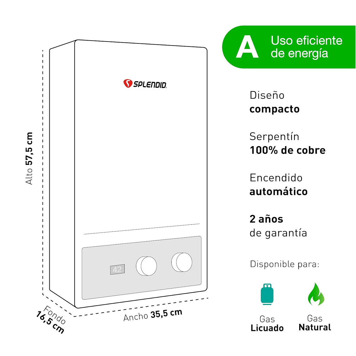 CALEFONT SPLENDID 13L. T. FORZADO G. LICUADO + KIT DE EVACUACIÓN 3