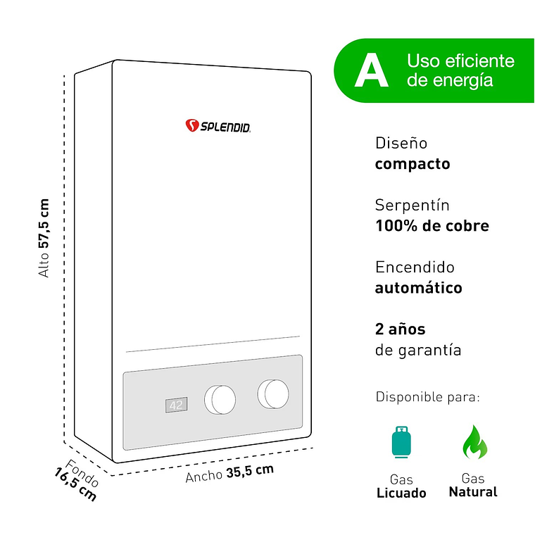 CALEFONT SPLENDID 13L. T. FORZADO G. LICUADO + KIT DE EVACUACIÓN 3