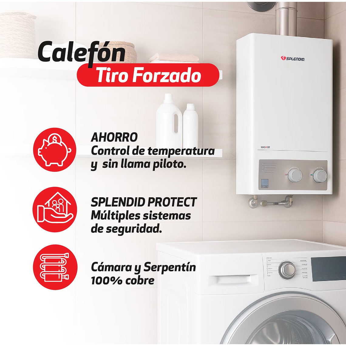 CALEFONT SPLENDID 13L. T. FORZADO G. LICUADO + KIT DE EVACUACIÓN 6