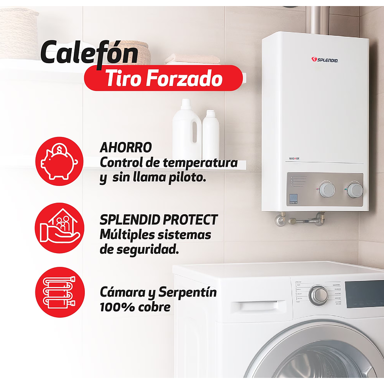 CALEFONT 10L. T FORZADO G NATURAL + KIT + BOMBA DE AGUA SPLENDID 6