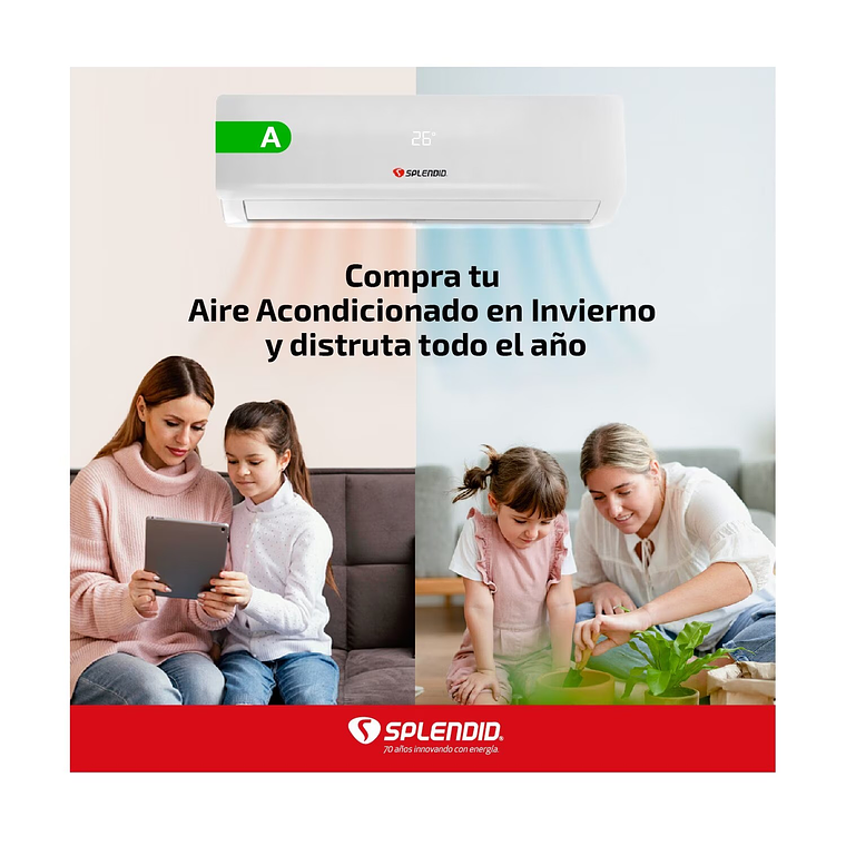 AIRE ACONDICIONADO SPLIT 9000BTU INVERTER SPLENDID 7