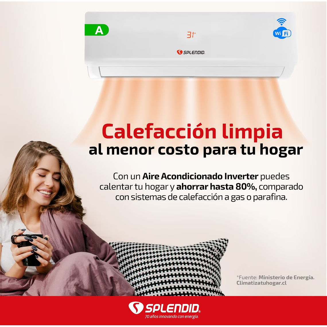 AIRE ACONDICIONADO SPLIT 9000BTU INVERTER SPLENDID 9