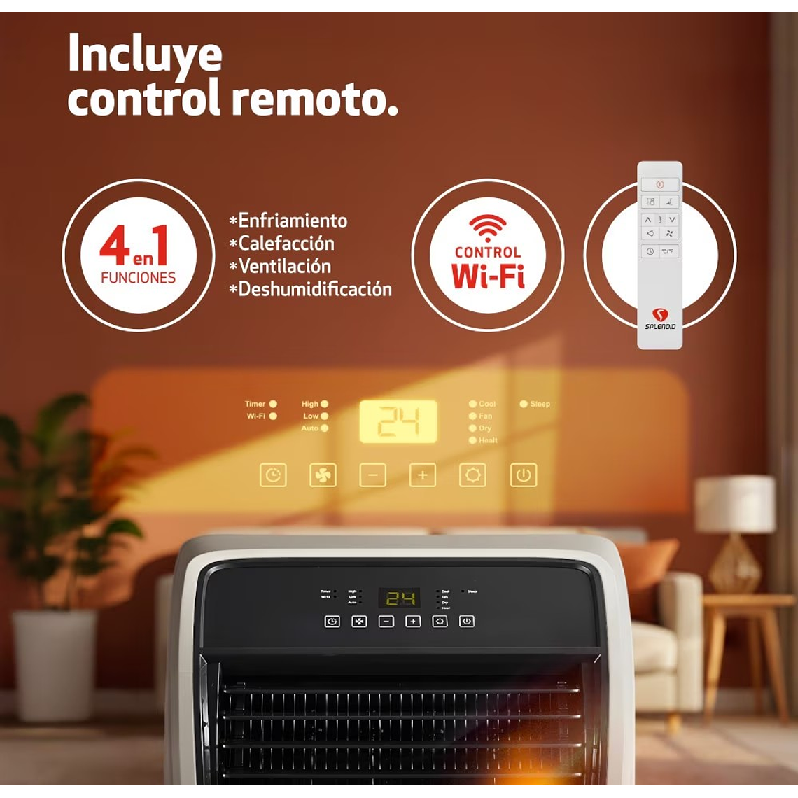 AIRE ACONDICIONADO PORTÁTIL 14000 BTU FRÍO/CALOR WIFI SPLENDID 5