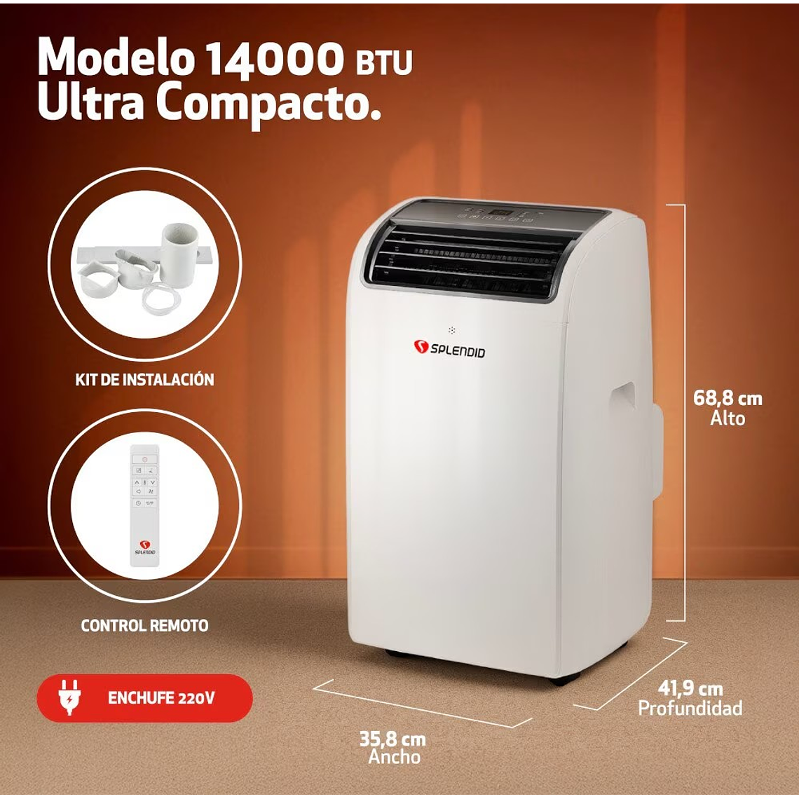 AIRE ACONDICIONADO PORTÁTIL 14000 BTU FRÍO/CALOR WIFI SPLENDID 7