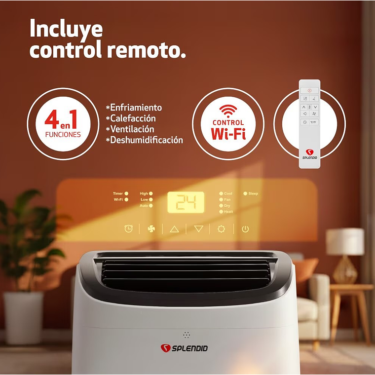 AIRE ACONDICIONADO PORTÁTIL 9000 BTU FRÍO/CALOR WIFI SPLENDID 3