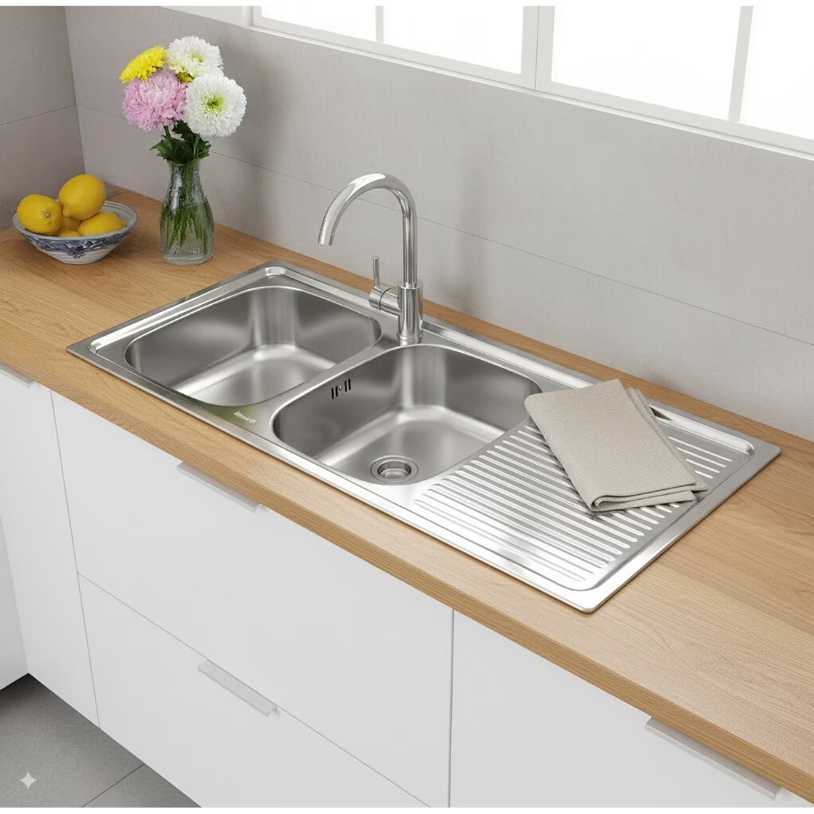 LAVAPLATOS DOBLE EMPOTRADO 1235X435 MM DERECHO SPLENDID 6