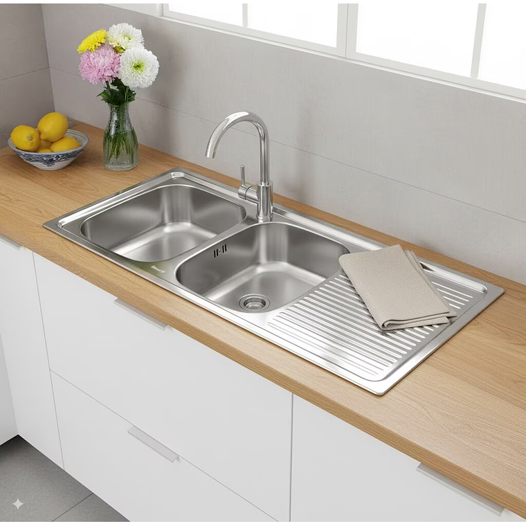 LAVAPLATOS DOBLE EMPOTRADO 1235X435 MM DERECHO SPLENDID 6