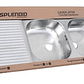 LAVAPLATOS DOBLE SOBREPONER 1200X500 MM IZQUIERDO SPLENDID - Miniatura 3