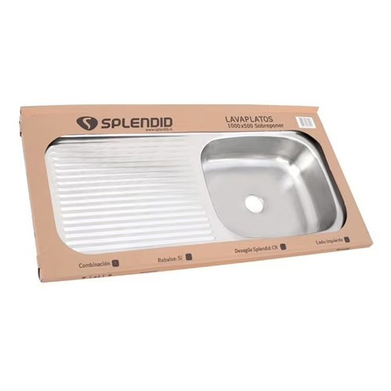 LAVAPLATOS SOBREPONER 1000X500 MM IZQUIERDO PARA COMBINACIÓN SPLENDID 2