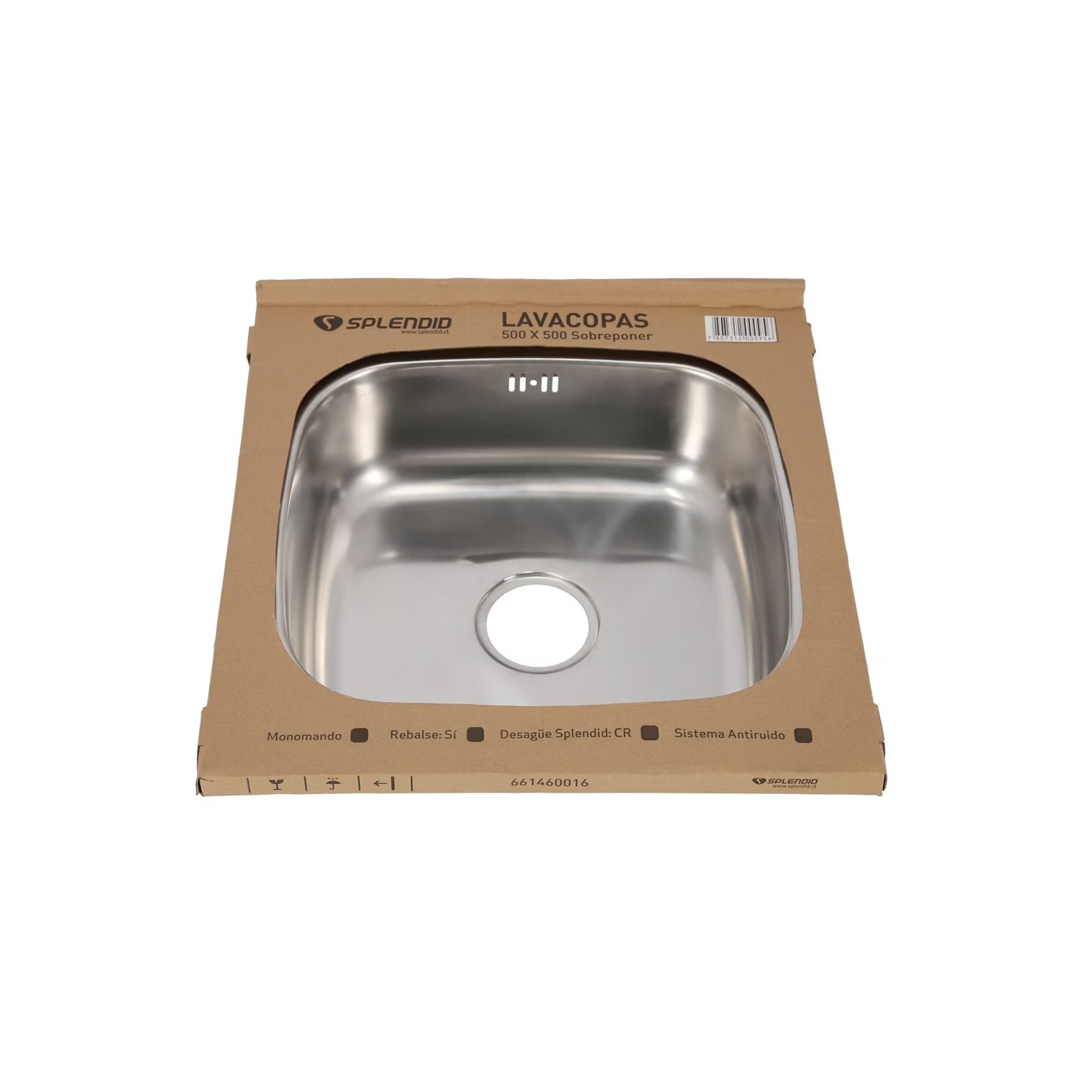 LAVAPLATOS SOBREPONER 500X500 MM SPLENDID