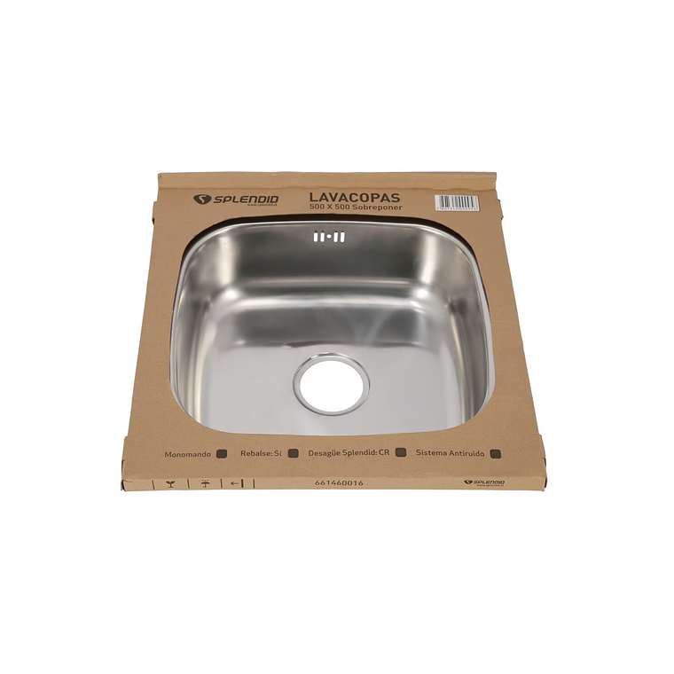 LAVAPLATOS SOBREPONER 500X500 MM SPLENDID 6