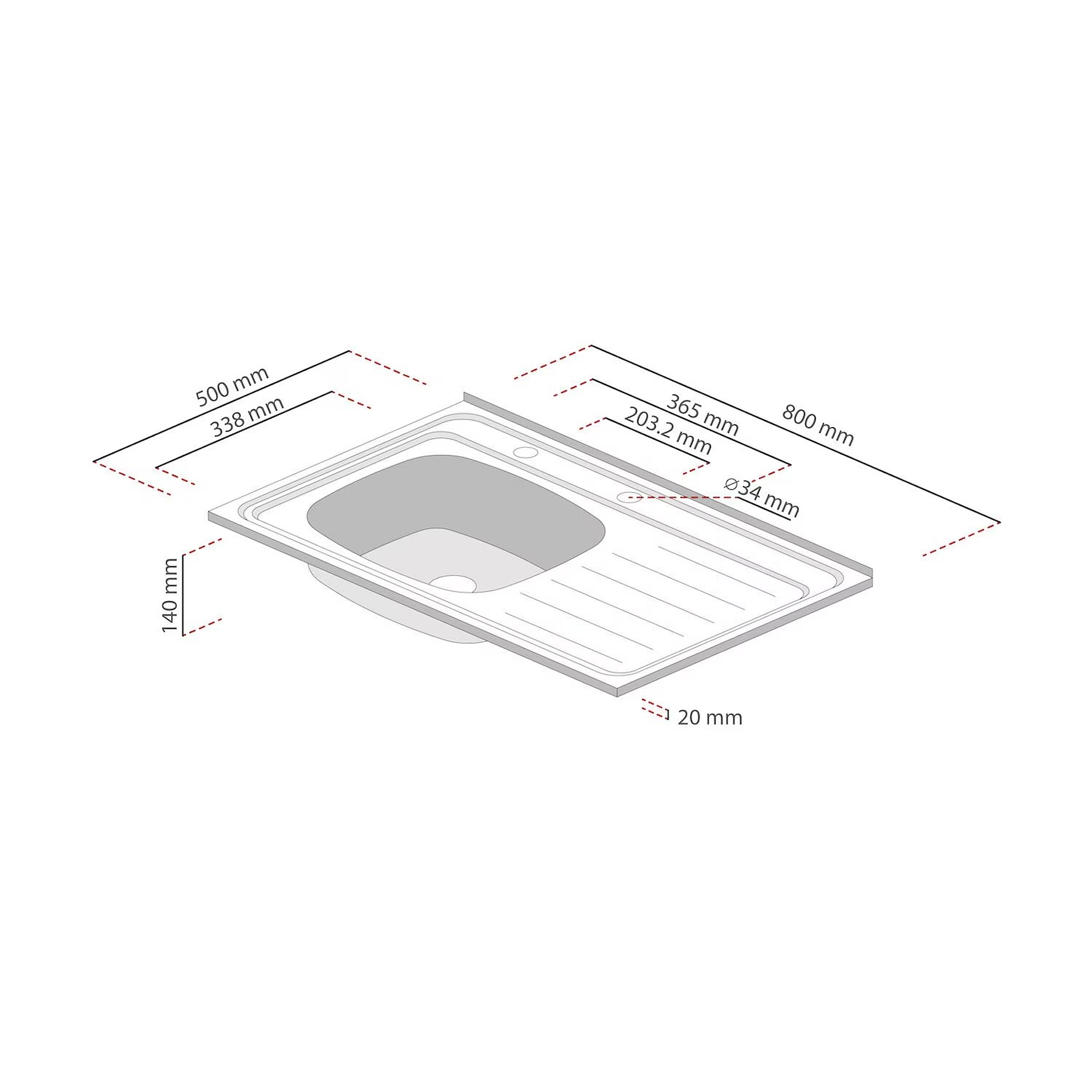 LAVAPLATOS 800X500 CON REBALSE SOBREPONER COMB. DERECHO SPLENDID