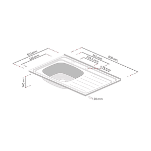 LAVAPLATOS 800X500 CON REBALSE SOBREPONER COMB. DERECHO SPLENDID