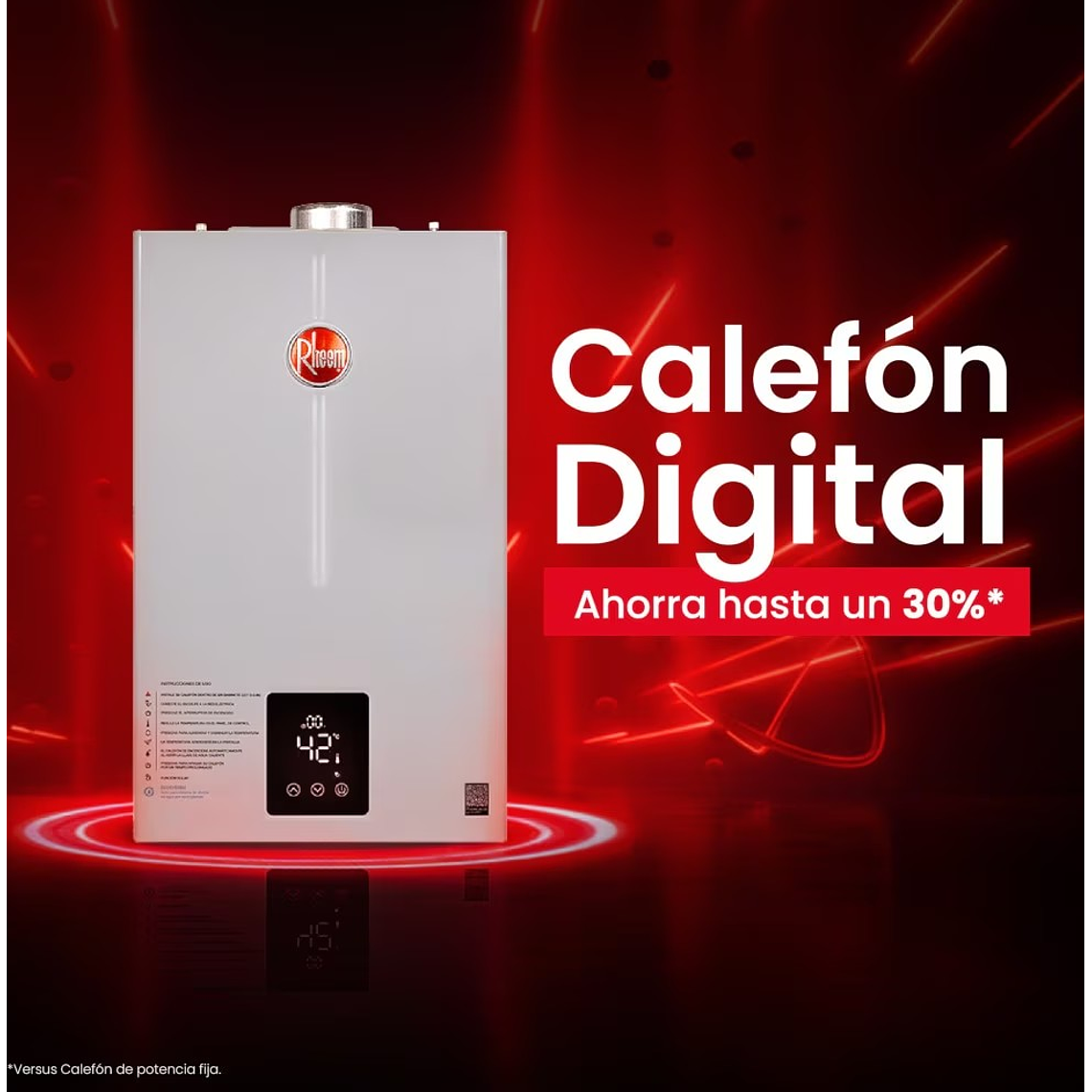 CALEFONT DIGITAL 14 LITROS GAS LICUADO TIRO FORZADO RHEEM 3