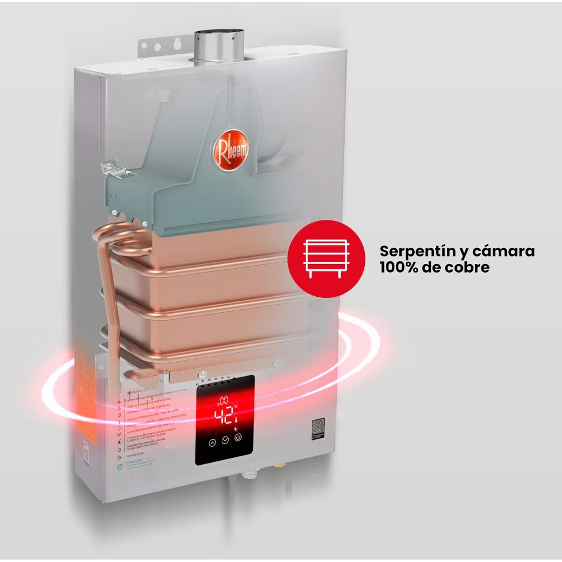 CALEFONT DIGITAL 12 LITROS GAS LICUADO TIRO FORZADO RHEEM 9