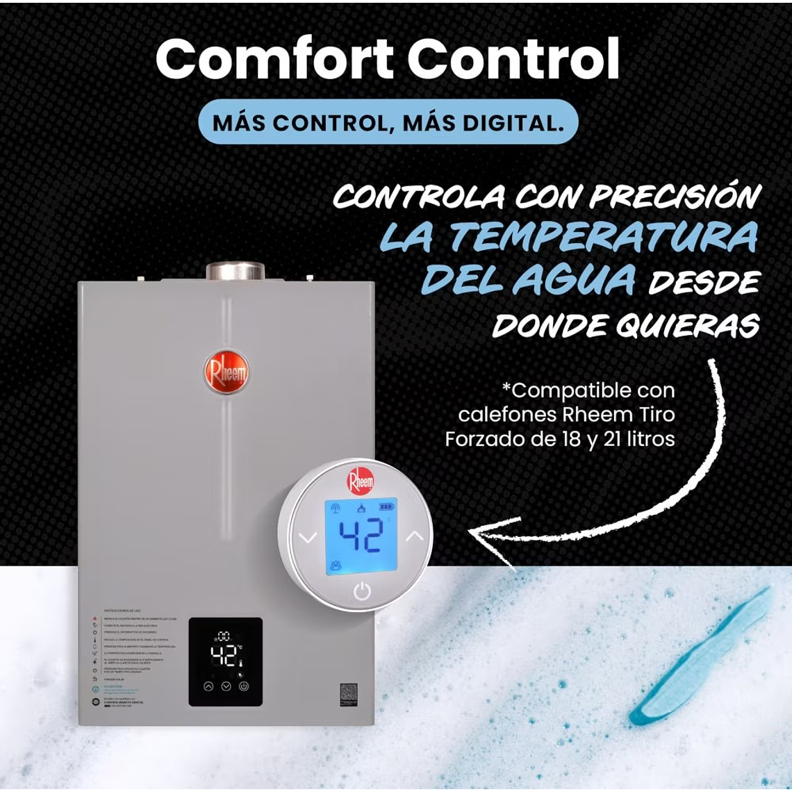 CALEFONT DIGITAL 21 LITROS GAS LICUADO TIRO FORZADO RHEEM 3