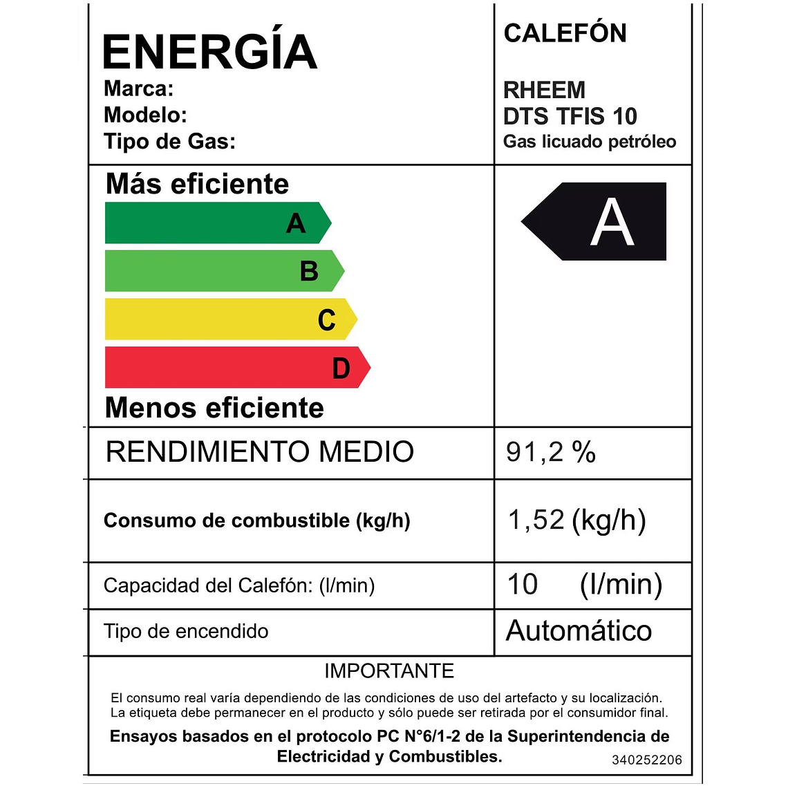 CALEFONT DIGITAL 10 LITROS GAS LICUADO TIRO FORZADO RHEEM 8