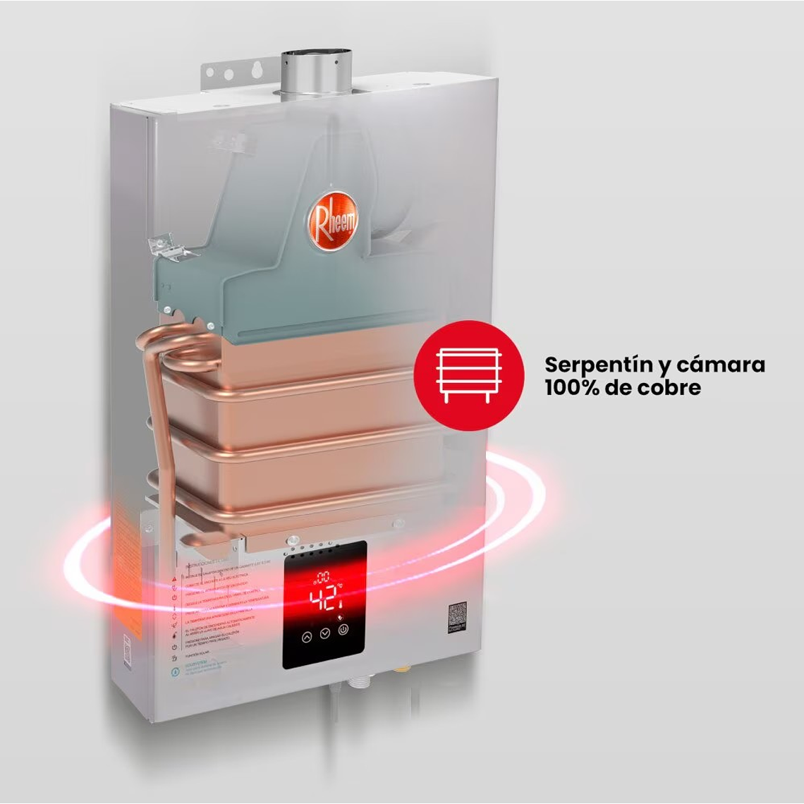 PACK CALEFONT RHEEM 10L. T.FORZADO G.LICUADO + KIT DUCTO 7